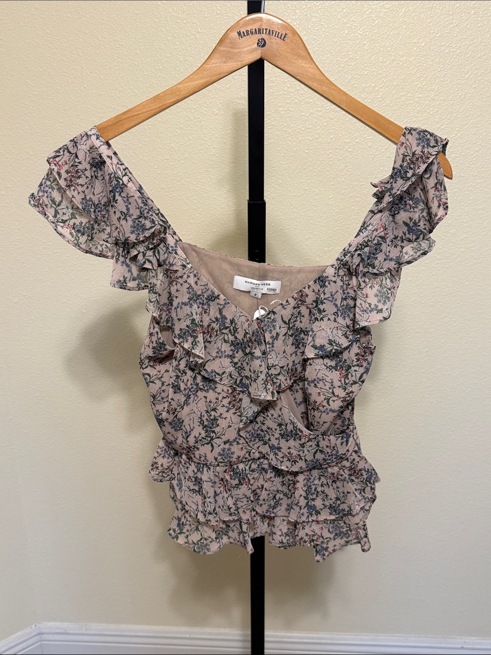 Marissa Webb -collective 💗Dusty Pink Floral Ruffle Camisole